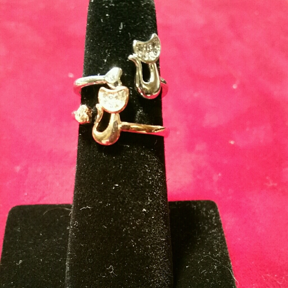 Cat ring rose gold over sterling or sterling